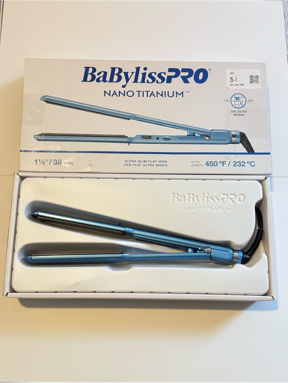 🆕 BaBylissPRO Nano Titanium 1.5" Flat Iron - Blue